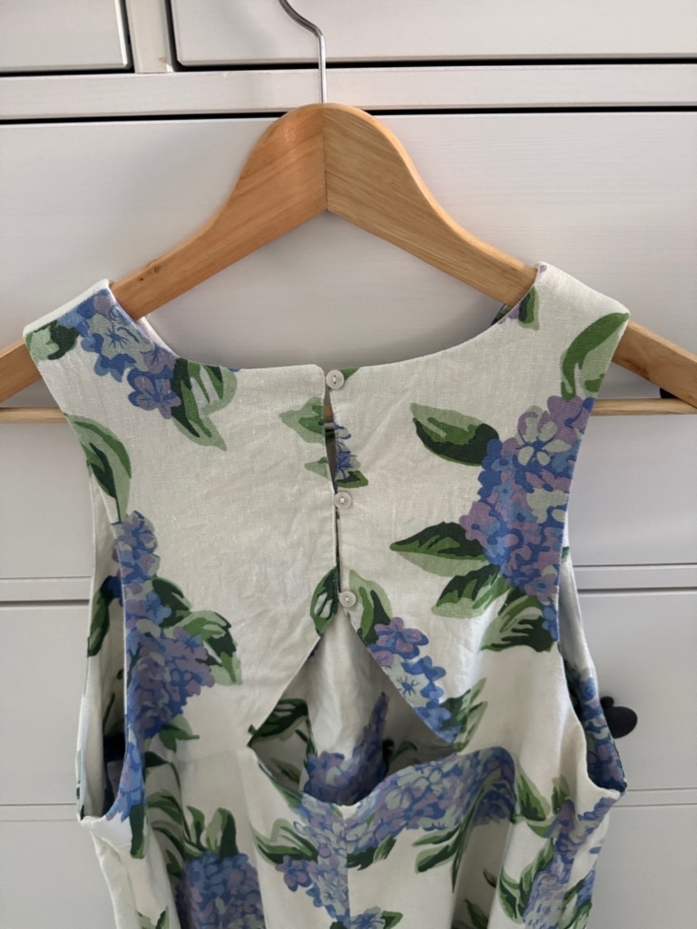 Joie White and Purple Hydrangea Linen Blend Fit and Flare Mini Dress Size L - Picture 6 of 7